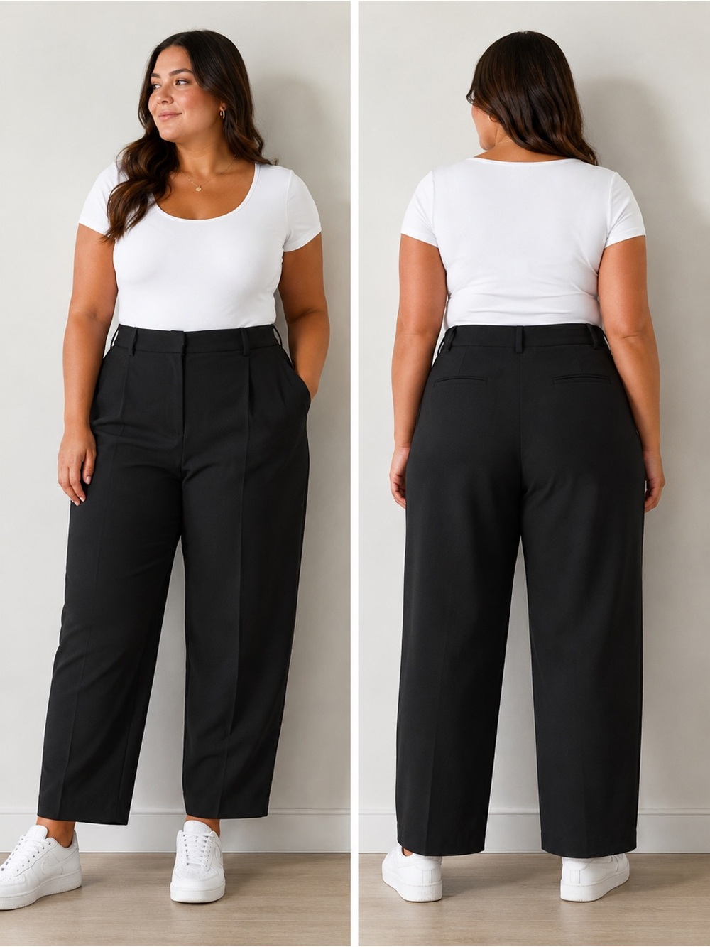 Abercrombie & Fitch Black High-Waist Wide Straight Trousers